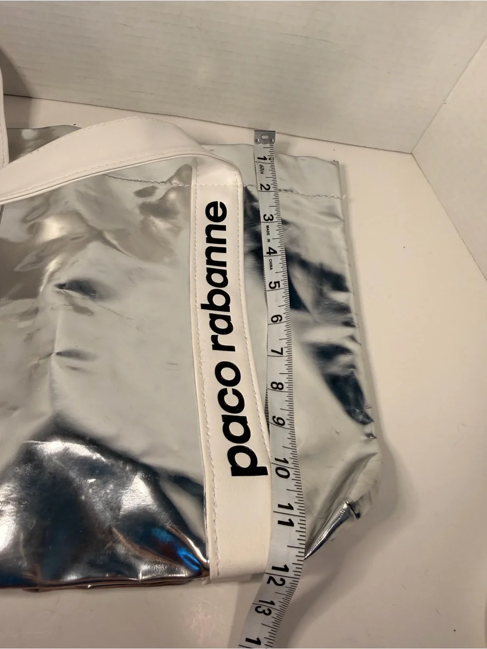 Paco Rabanne x SeaTrees Silver Metallic Crinkle Tote Bag